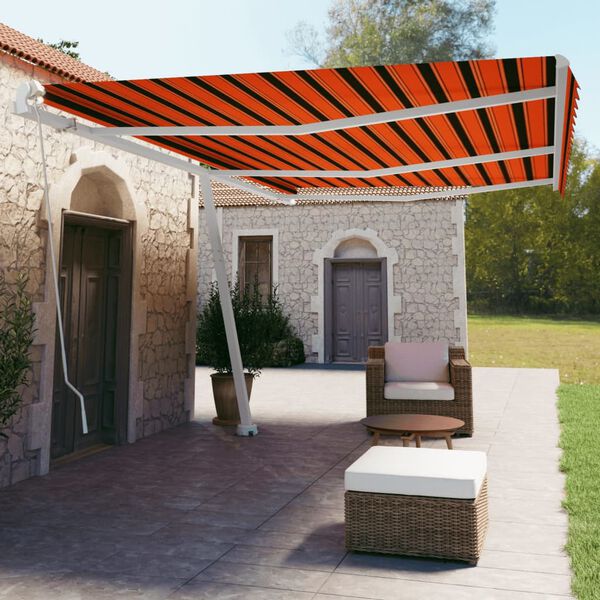 vidaXL Freestanding Manual Retractable Awning 600x350 cm Orange/Brown
