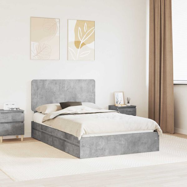 vidaXL Storage Bed Concrete Grey 135 x 190 cm Engineered Wood