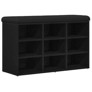 vidaXL Shoe Bench with Shelf Black 82 x 32 x 50 cm Engineered wood
