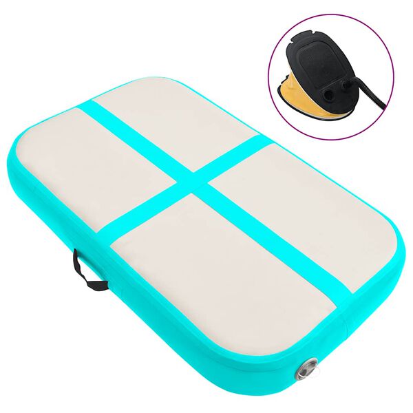 vidaXL Inflatable Gymnastics Mat with Pump 60x100x15 cm PVC Green
