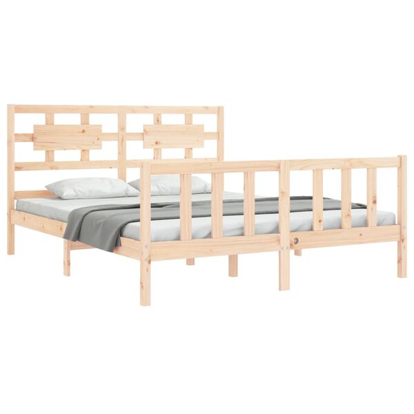 vidaXL Bed Frame without Mattress King Size Solid Wood Pine