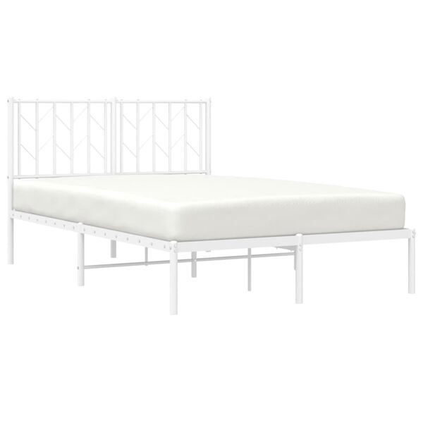 vidaXL Metal Bed Frame without Mattress with Headboard White 120x190cm
