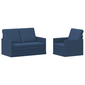 vidaXL Sofa Set 2 pcs Blue Fabric