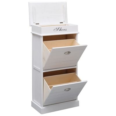 vidaXL Shoe Cabinet White 50x28x98 cm Paulownia Wood