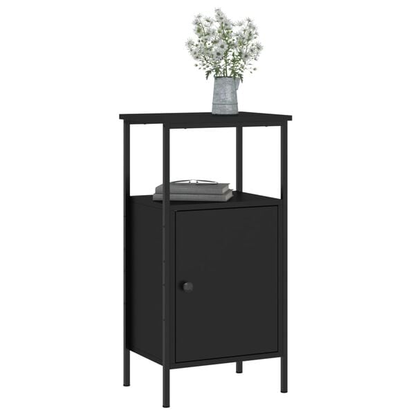 vidaXL Bedside Cabinet Black 41x31x80 cm Engineered Wood