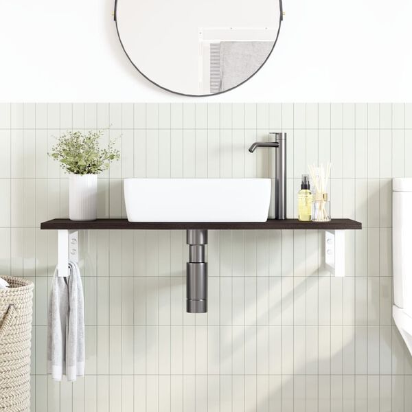 vidaXL Basin Shelf Wall Mounted Steel and Solid Wood Oak