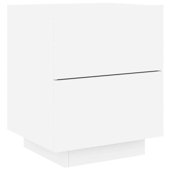 vidaXL Bedside Cabinet with LED Lights White Engineered Wood