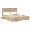 vidaXL Bed Frame with Drawer Sonoma Oak 200 x 200 cm Engineered Wood