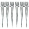 vidaXL Ground Spikes 6 pcs Silver 14x14x91 cm Galvanised Steel