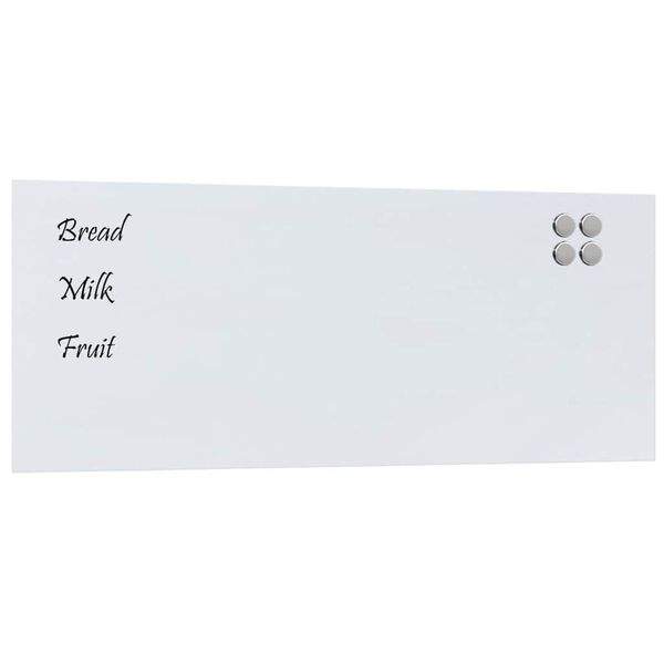vidaXL Wall-mounted Magnetic Board White 100x40 cm Tempered Glass