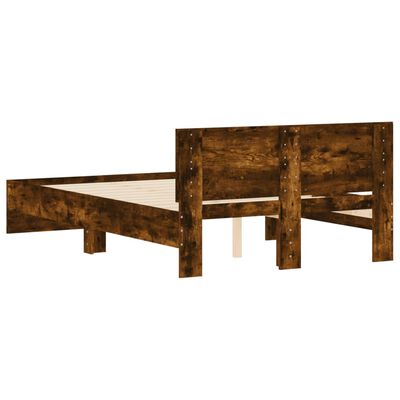 vidaXL Bed Frame with Headboard Smoked Oak 120x190 cm Small Double