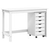 vidaXL Desk and Rolling Cabinet Set MOSS 2 pcs White