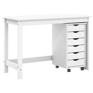 vidaXL Desk and Rolling Cabinet Set MOSS 2 pcs White