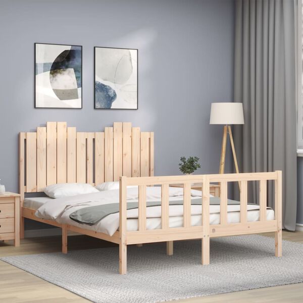 vidaXL Bed Frame without Mattress Double Solid Wood Pine