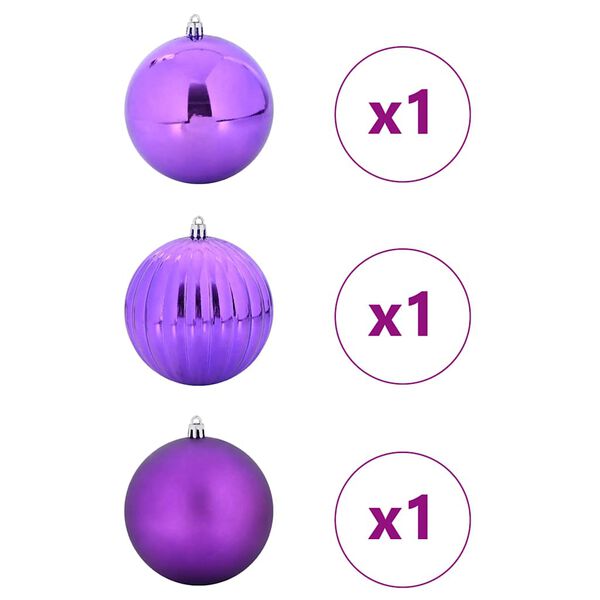 vidaXL Christmas Bauble Set XXL 3 pcs Lilac Plastic