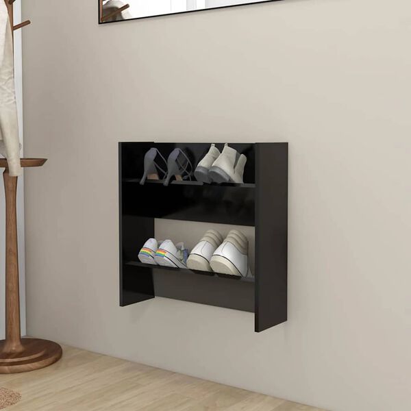 vidaXL Wall Shoe Cabinet Black 60x18x60 cm Engineered Wood