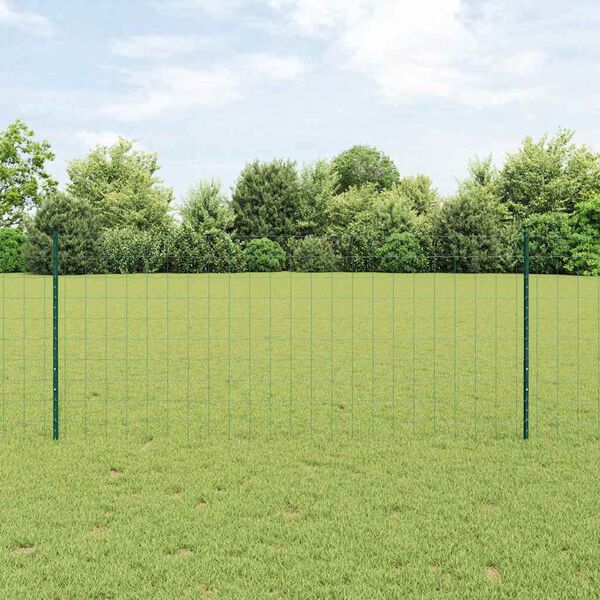vidaXL Fence with Post Green 1 x 10 m Steel