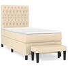 vidaXL Box Spring Bed with Mattress Cream 90x190 cm Fabric