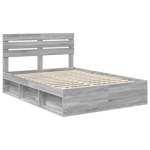 vidaXL Bed Frame Grey Sonoma 140 x 190 cm Solid Pine Wood