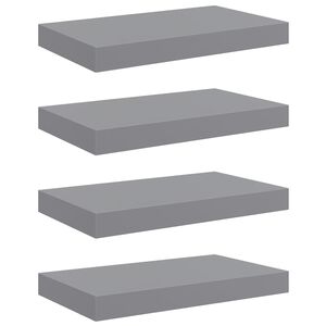 vidaXL Floating Wall Shelves 4 pcs Grey 40x23x3.8 cm MDF