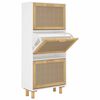 vidaXL Shoe Cabinet White 52x25x115 cm Engineered Wood&Natural Rattan