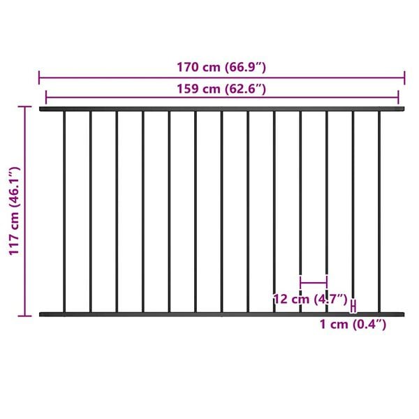 vidaXL Fence Panel Woerden Powder-coated Steel 1.7x1.17 m Black