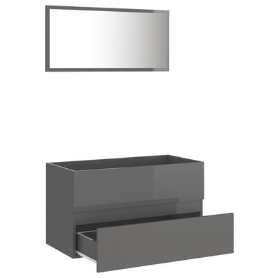 vidaXL 2 Piece Bathroom Furniture Set High Gloss Grey Engineered Wood