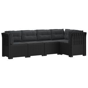 vidaXL 5-Seater Garden Sofa with Cushions Rattan Look PP Anthracite