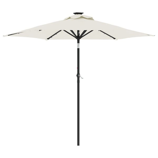 vidaXL Garden Parasol with LEDs and Steel Pole White 225x225x212cm