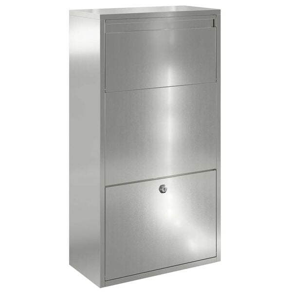 vidaXL Parcel Drop Box Silver 44 x 22 x 82 cm Galvanised Steel