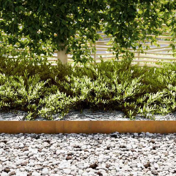 vidaXL Lawn Edging 10 pcs Brown 100 x 0.05 x 15 cm Weathering Steel