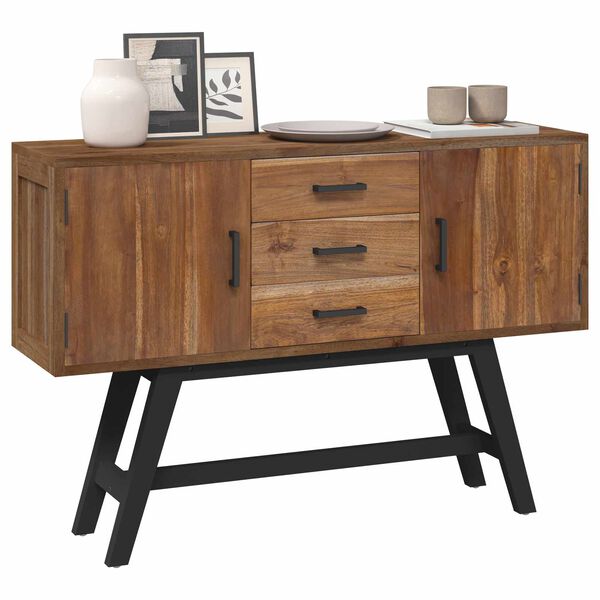 vidaXL TV Stand with Drawer Natural 110 x 30 x 75 cm Solid Teak Wood