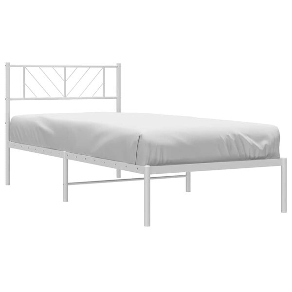 vidaXL Metal Bed Frame without Mattress with Headboard White 100x190cm