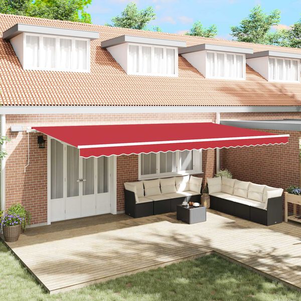 vidaXL Retractable Awning Manual Red 600 x 350 cm Fabric and Steel