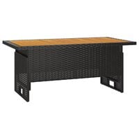 vidaXL Garden Table Black 100x50x43/63 cm Solid Wood Acacia&Poly Rattan