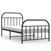 vidaXL Metal Bed Frame without Mattress with Footboard Black 100x190cm