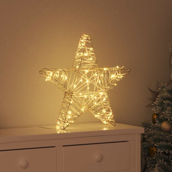 vidaXL 3D Star with 50 LEDs Warm white 55 x 52.5 x 9 cm Rattan
