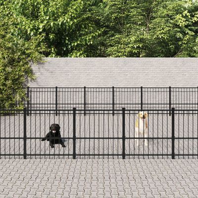 vidaXL Outdoor Dog Kennel Steel 59.28 m²