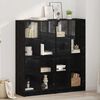 vidaXL Highboard 2 pcs Black Oak 68 x 37 x 142 cm Engineered Wood