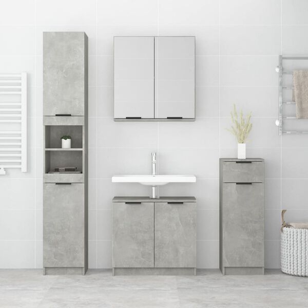vidaXL 4 Piece Bathroom Cabinet Set Concrete Grey Engineered Wood