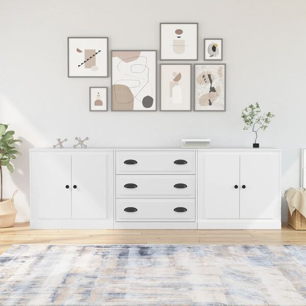 vidaXL Sideboards 3 pcs White Engineered Wood