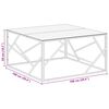 vidaXL Coffee Table Silver Stainless Steel and Tempered Glass