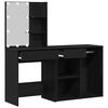 vidaXL LED Dressing Table Set with Drawer Black Oak 140 x 40 x 140 cm