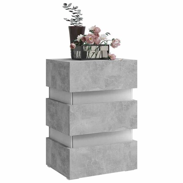 vidaXL LED Bedside Cabinet Concrete Grey 45x35x67 cm Engineered Wood