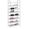 vidaXL Shoe Rack with 8 Shelves Metal and Non-woven Fabric Silver