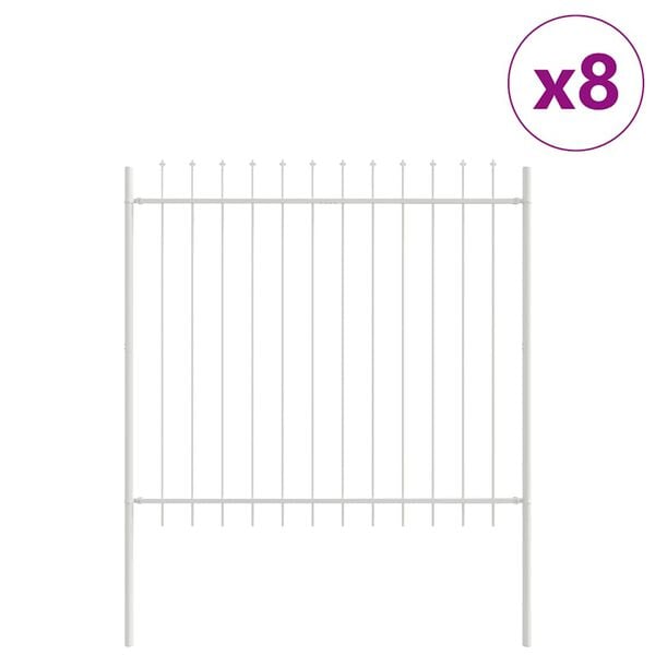 vidaXL Garden Fence 8 pcs White 13.6 x 1.5 m Powder-coated Steel