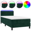 vidaXL Box Spring Bed with Mattress&LED Dark Green 90x190cm Velvet