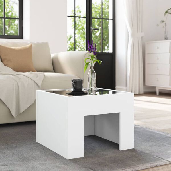 vidaXL Coffee Table with Infinity LED White 40x40x30 cm
