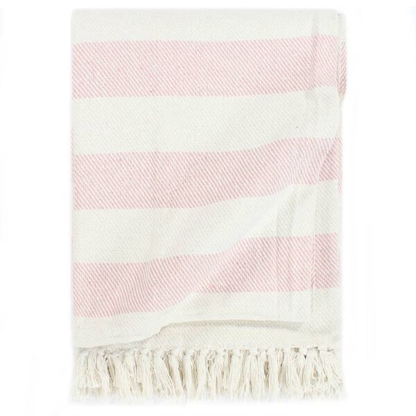 vidaXL Throw Cotton Stripe 125x150 cm Old Pink