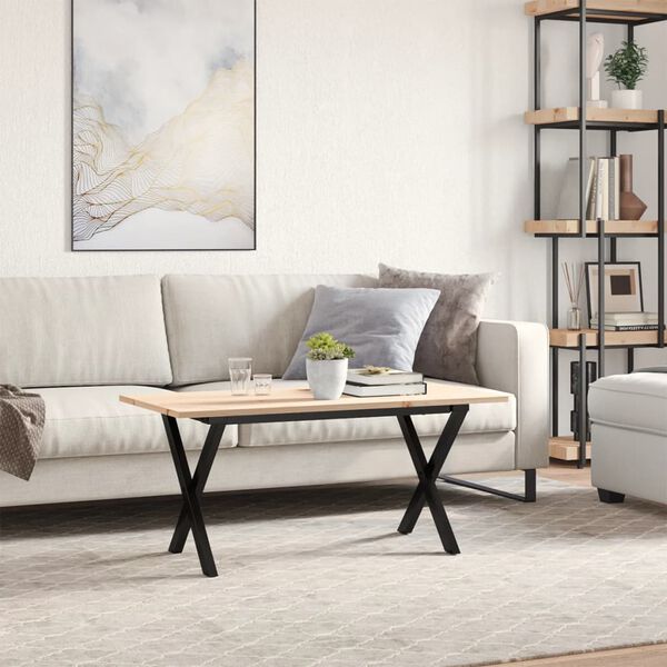 vidaXL Coffee Table X-Frame 90x40x45 cm Solid Wood Pine and Steel
